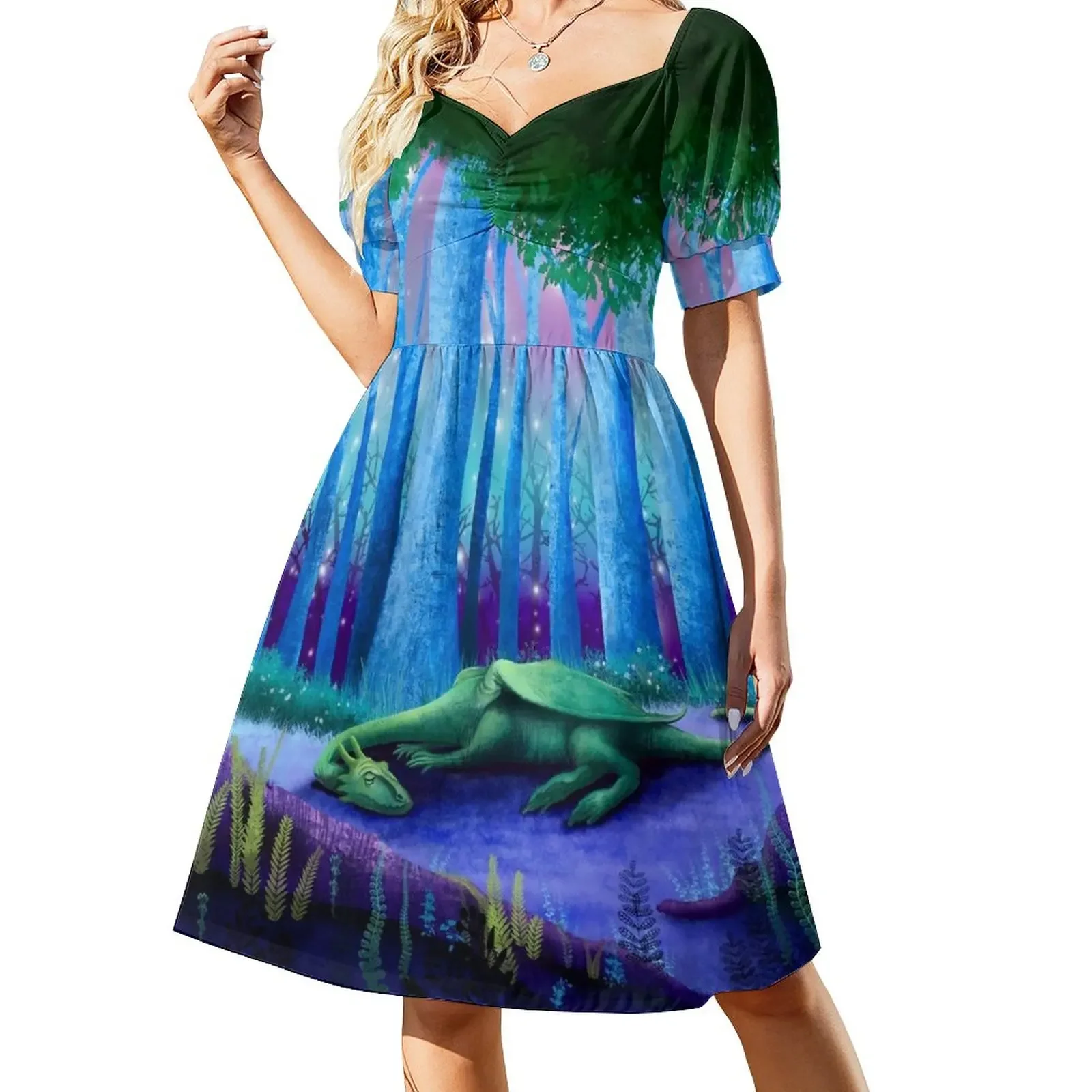 Sukienka z krótkim rękawem The Sleeping Dragon Letnia sukienka damska z długim rękawem