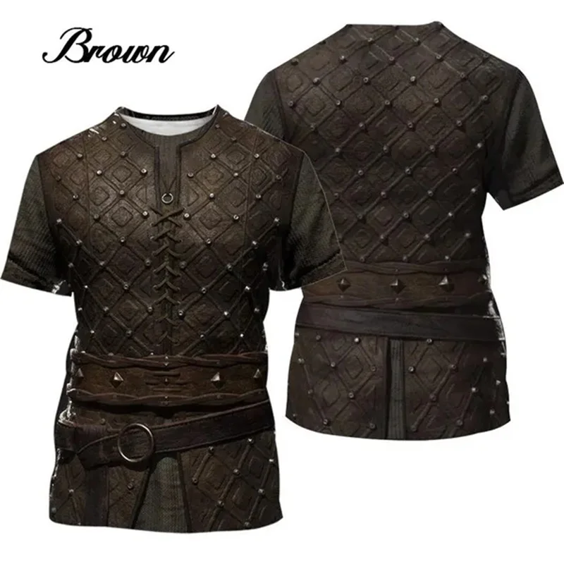 3d Print New Medieval Armor Graphic Tshirt For Men Short Sleeve Personalized Cool T-shirt Tee Tops Mens Oversized Tshirts