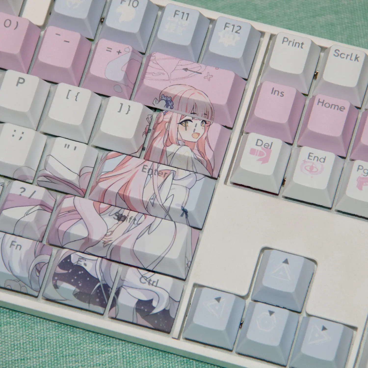 Imagem -02 - Azul Arquivo Misono Mika Anime Game Girl Keycaps Perfil Cereja para Teclado Mecânico Interruptor mx Presente Personalizado Faça Você Mesmo 130 Teclas por Conjunto