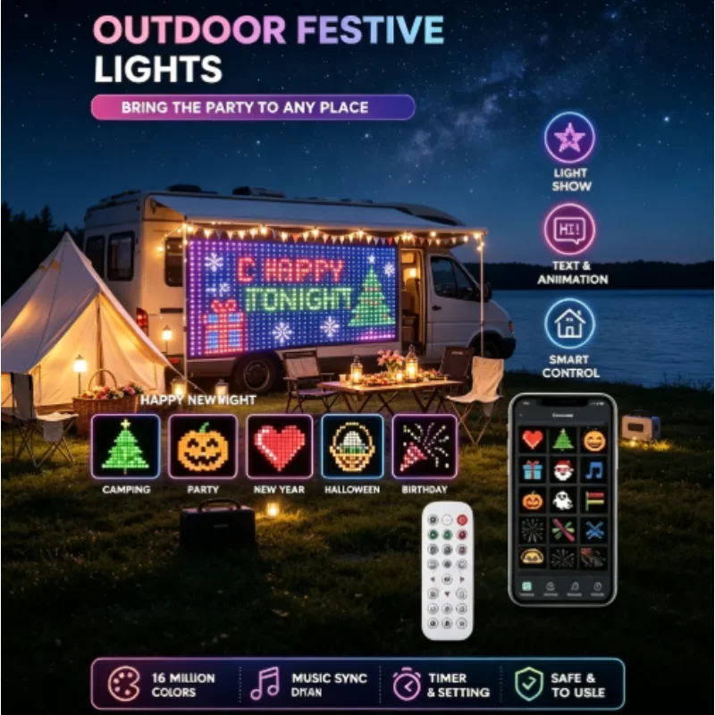 400LEDs Smart Curtain Fairy LED String Lights Garland Bluetooth APP Control Christmas DIY Picture Display Party Wedding Decor