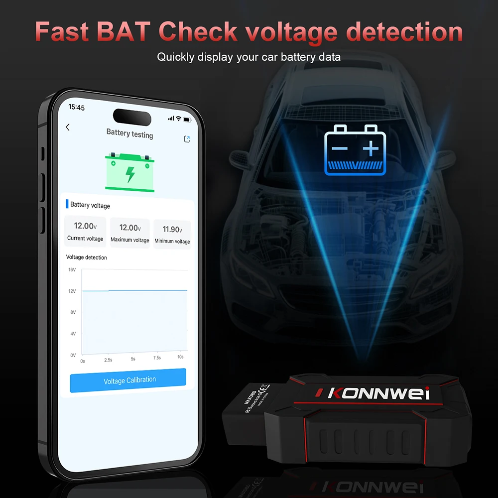 2026 KONNWEI MAXOBD Car OBDII Fault Diagnostic Tool Full System SAS SRS ABS System Deep Scan Bluetooth Connection OBD2 Scan Tool DIY car repair