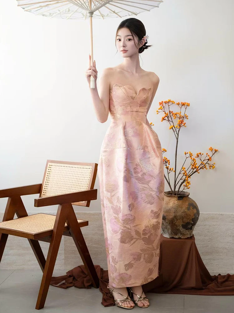 

Retro Sle Morning ot Wedding Dr Women's Gown Luxury Design Sensation Evening Dr Toast Dr Long Skirt with Belt