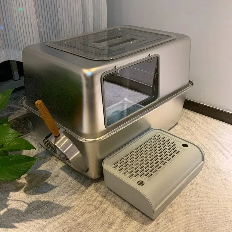 

All stainless steel cat litter box oversized 60cm oversized giant Maine 70cm