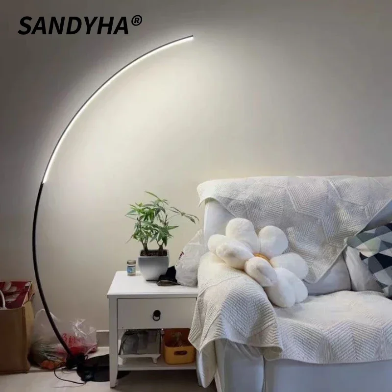 

SANDYHA Nordic LED Floor Lamps for Living Room Home Decoration Half Moon Lighting Fixture Bedroom Bedside Balcony Table Lighting