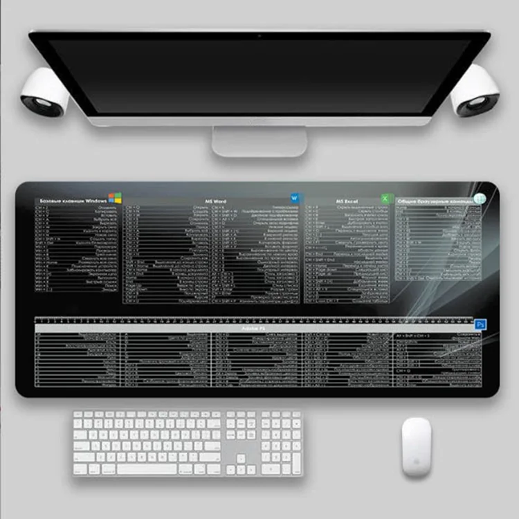 Office Mouse Pad Keyboard Shortcuts Mousepad 80*30cm  Rubber Non-slip Mousemat Russian English Vietnamese Version