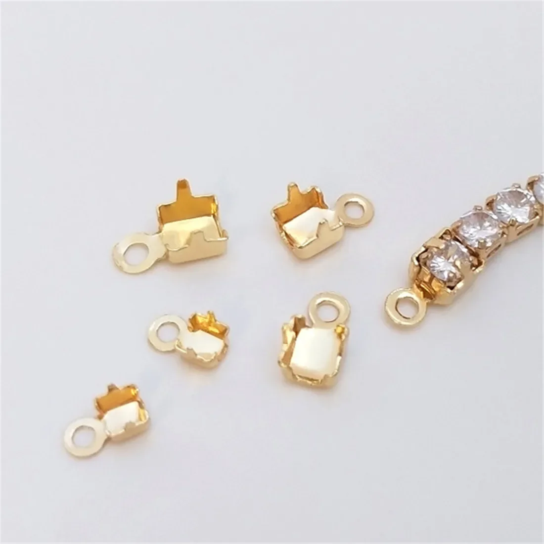 

14K Gold-plated Zircon Claw Chain Buckle Drill Chain Clip DIY Handmade Jewelry Bracelet Ending Connection Accessories C038