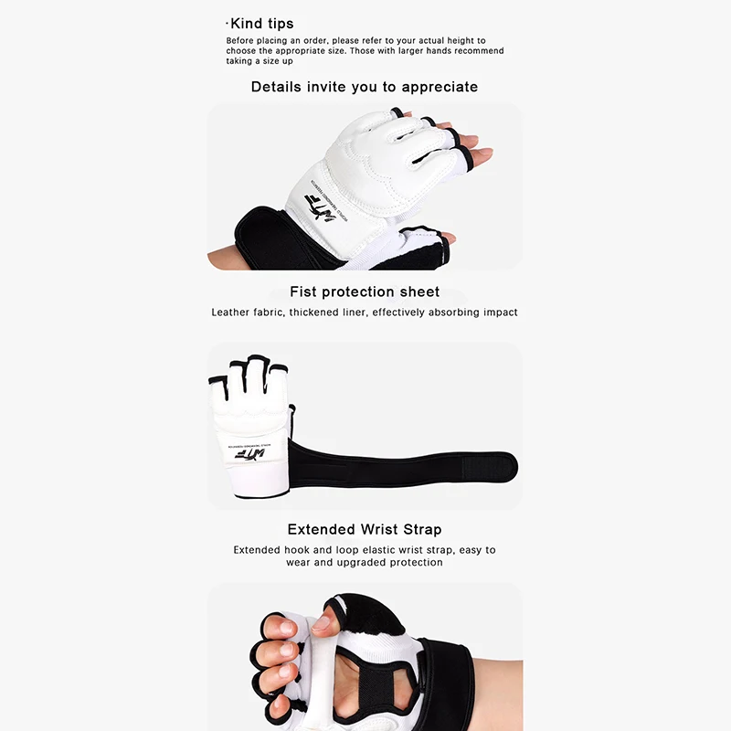 Taekwondo Leather Hand Gloves Sparring Karate Wrist Protector Guard Gear Boxing Martial Arts Hand Palm Guard Sock Adult Kid