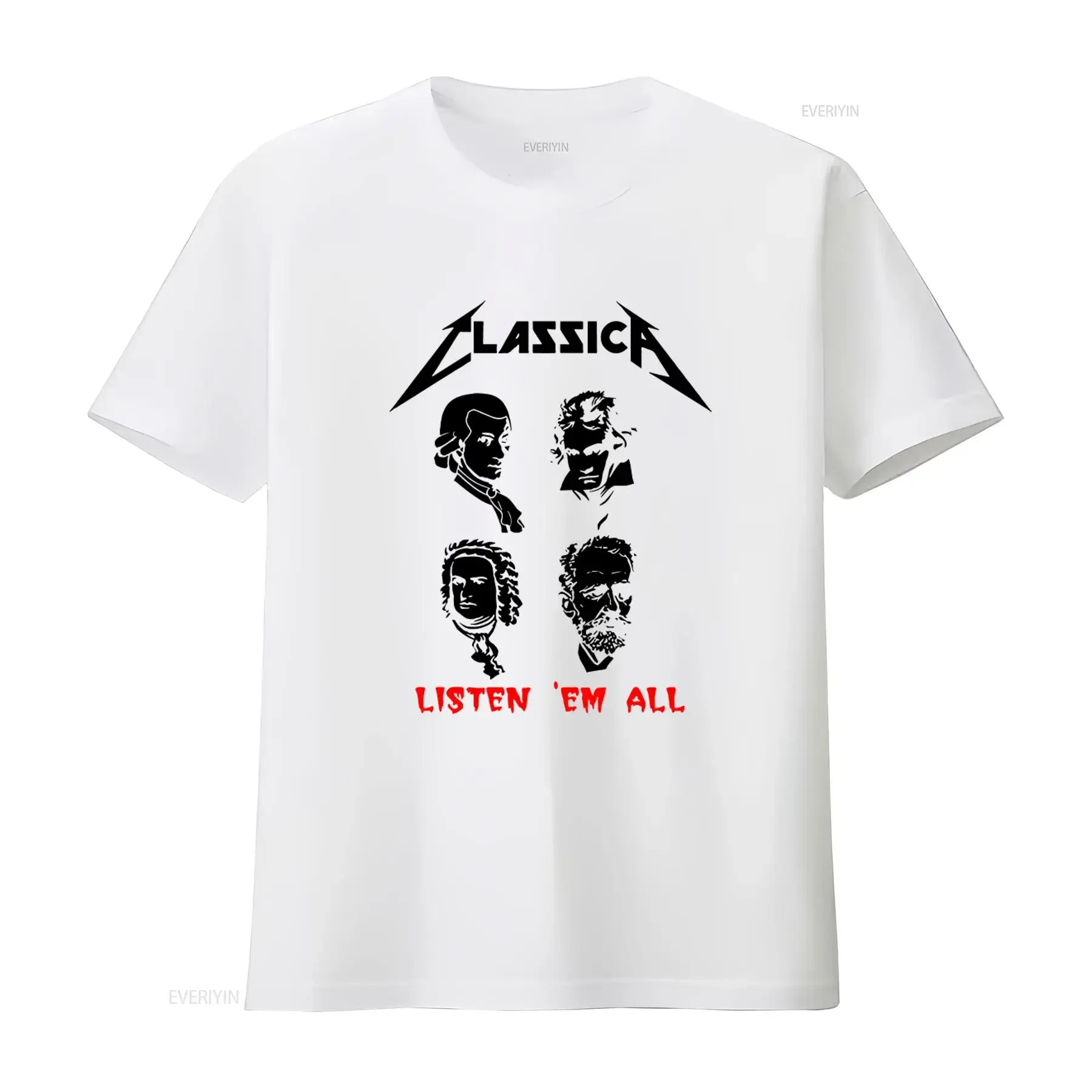 Classica Listen Em All Funny Rock Musician T Shirt Mozart Beethoven Bach Tchaikovsky Available in Sizes blc 161 vintage Washed