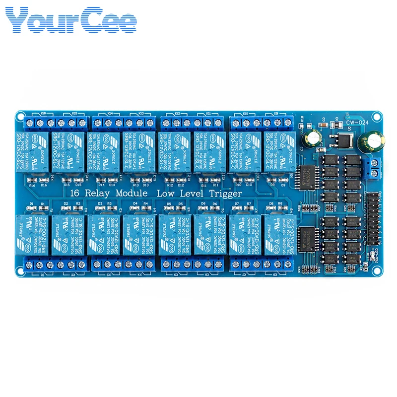 16 Way Channel relay module 5V 12V low level with optocoupler protection LM2596 power control board module