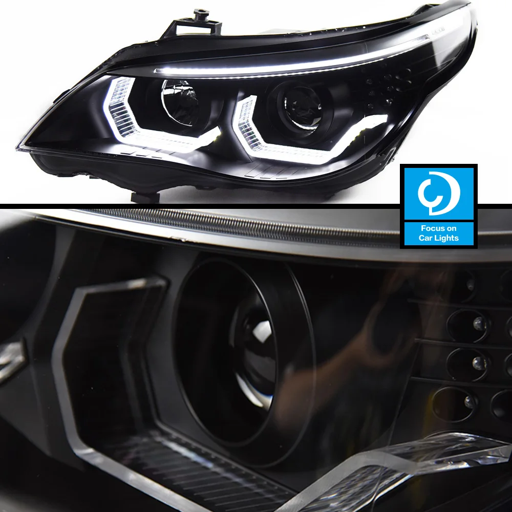 Car Front Headlight For BMW E60 2003-2010 523i 530i LED Head Lamp Styling Dynamic Turn Signal Lens Automotive Accessories 2PCS