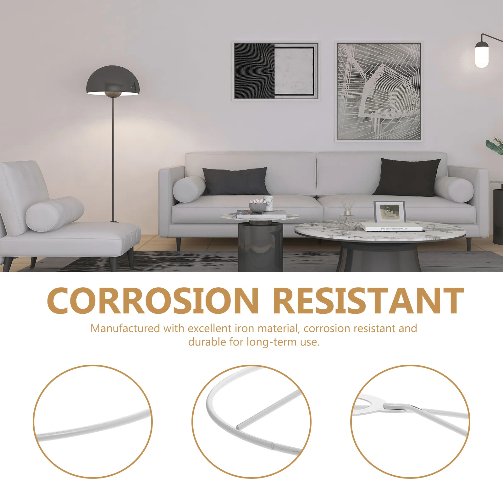 

2Sets Lampshade Frame Rust Resistant Iron Durable Design for DIY Chandelier Ceiling Light Floor Lamp DIY Supply