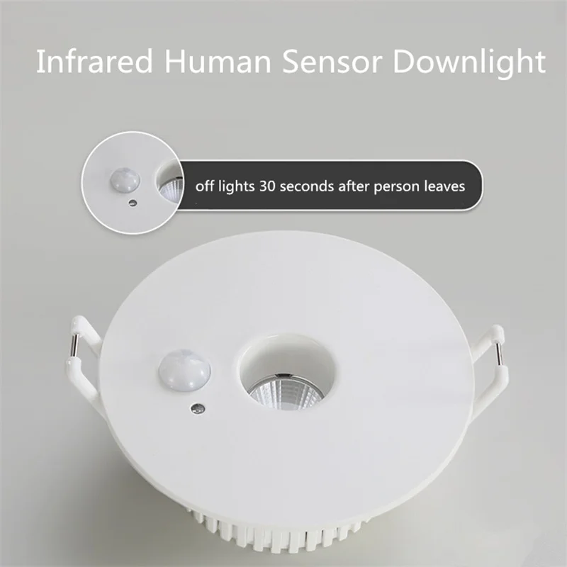 

Recessed Ceiling Led Spot Infrared Body Sensor Downlight Recessed Spotlight Entrance Aisle Staircase Led Ceiling Light 85-265V