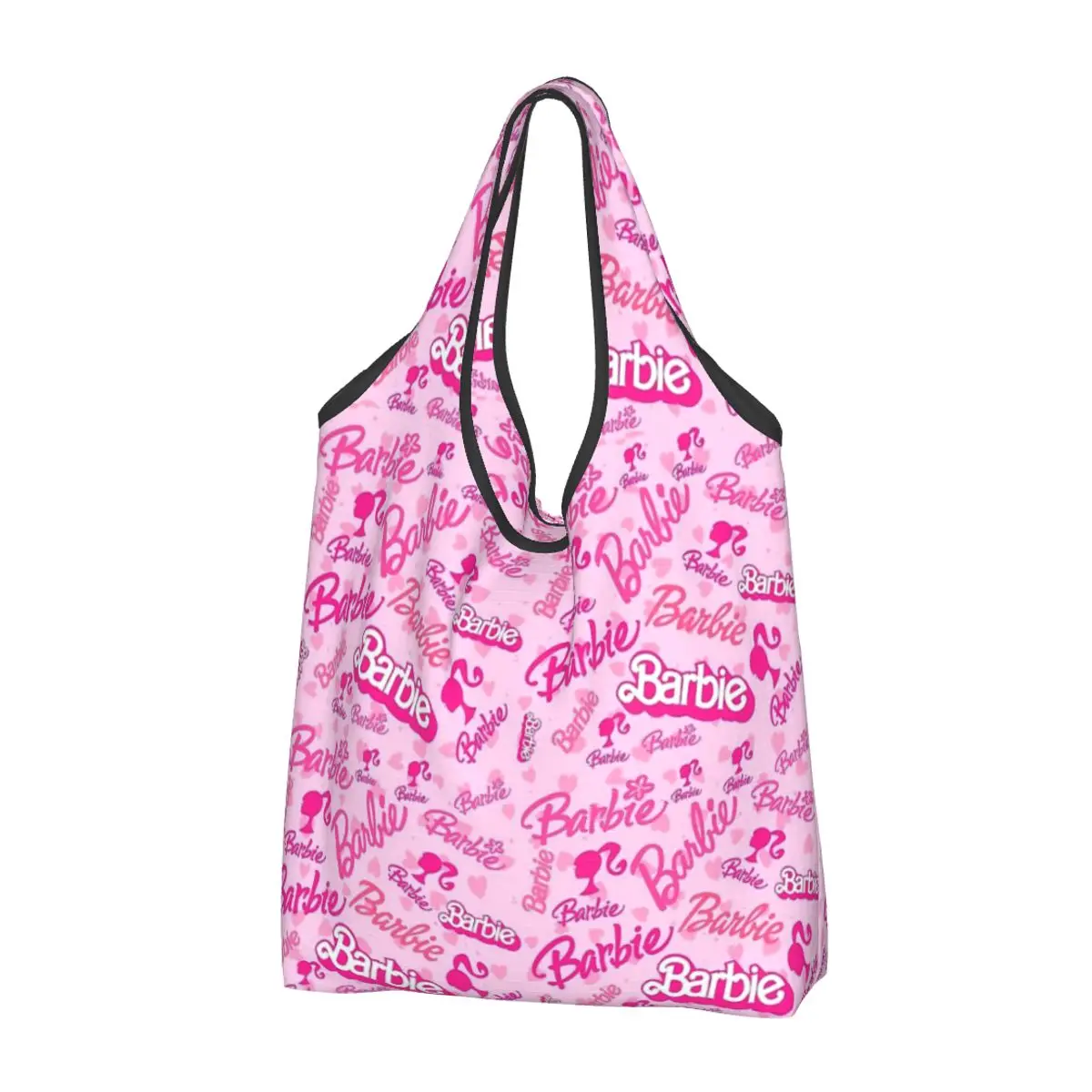 Custom Cute Barbie Grocery Tote Shopping Bags Women Fashion Shopper Shoulder Bags Big Capacity Handbags