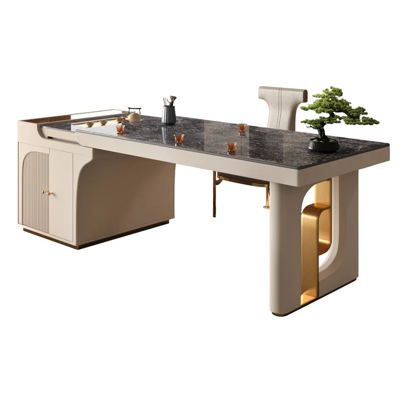 

The boss's office integrates the combination of rock board, retractable tea making tables and chairs