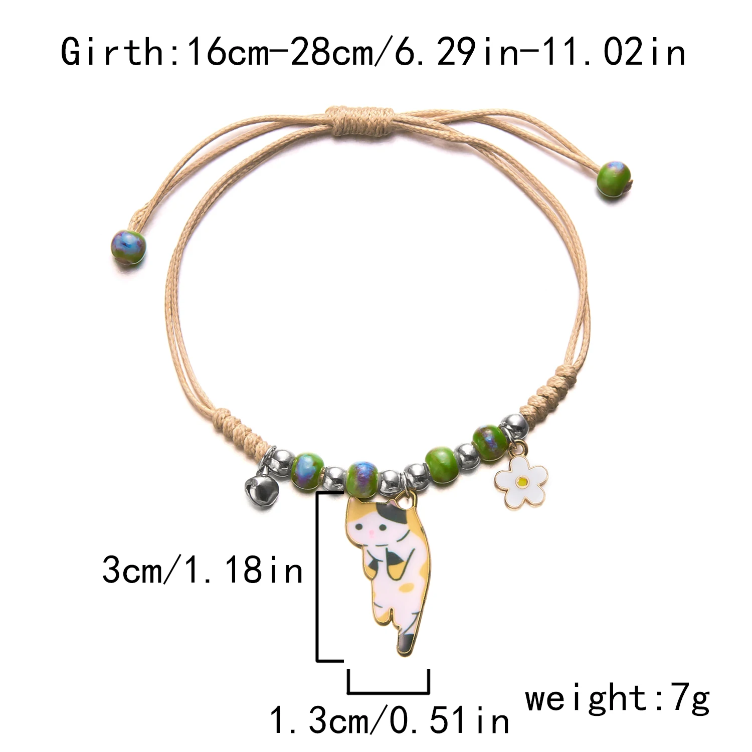 Vintage Handgefertigtes Glücksbringer-Armband für Frauen Niedlicher Kätzchen-Blumen-Anhänger Verstellbares Seil-Armband Freundschaftsschmuck Geschenk – Detail 11