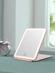 Cermin Rias Perjalanan Lipat LED 3 Mode Cahaya Warna Layar Sentuh Isi Ulang USB Cermin Kosmetik Meja Portabel 10 cermin pembesar penjualan terbaik - №