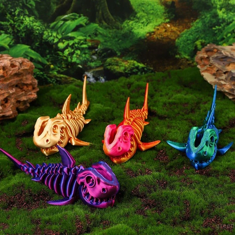 3D Printed Animal Ornaments Shark Snake Lions Dragon Eggs Creative Craft Toy Desktop Decoration Gift Rotatable Articulated Joint