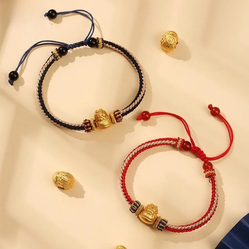 

Mencheesel Auspicious Dragon Baby Woven Bracelet Lucky Birth Year Silver Dragon Egg National Fashion Gifts for Men and Women
