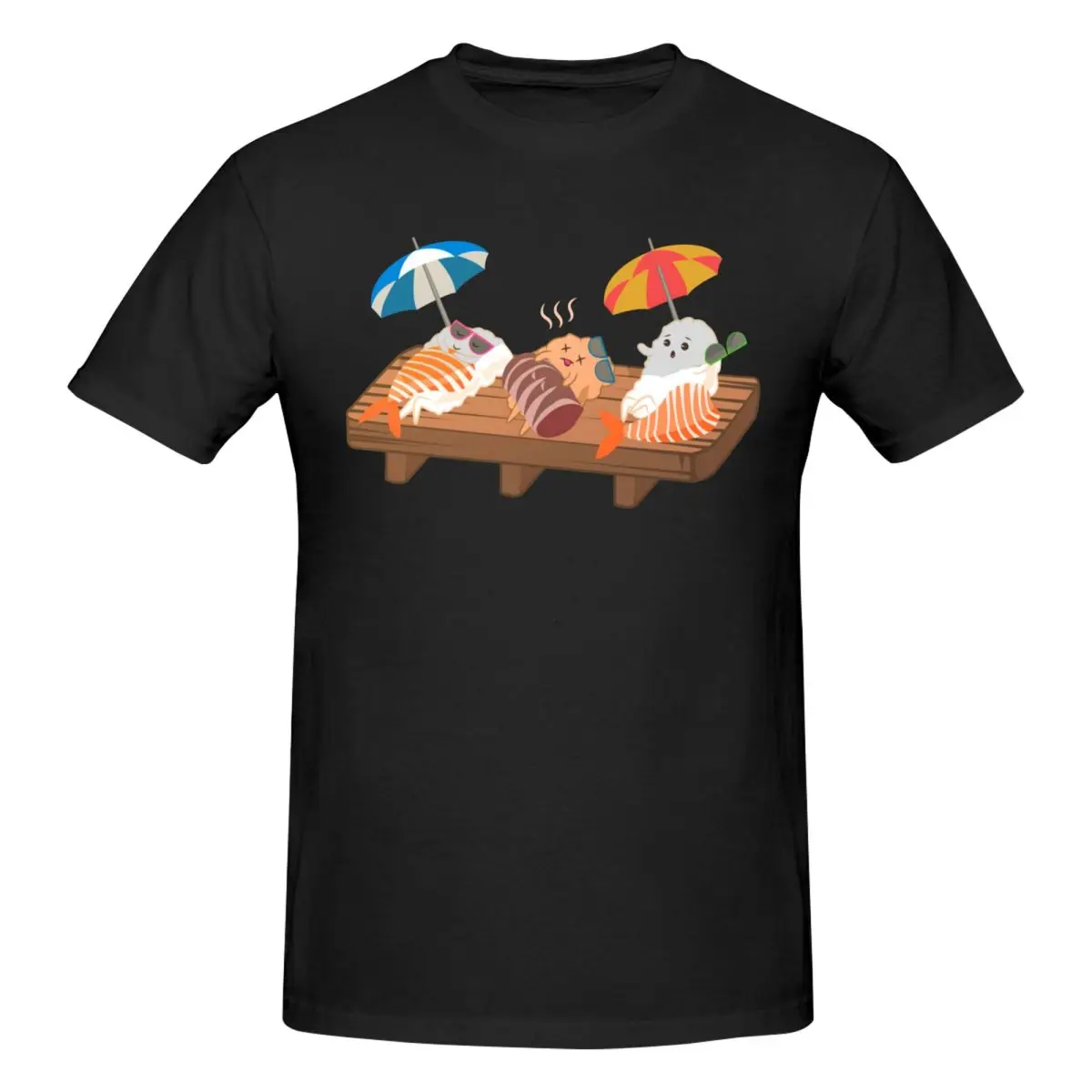 Men Sushi Wardrobe Gifts T Shirt Vintage O-neck Cotton T Shirt Men