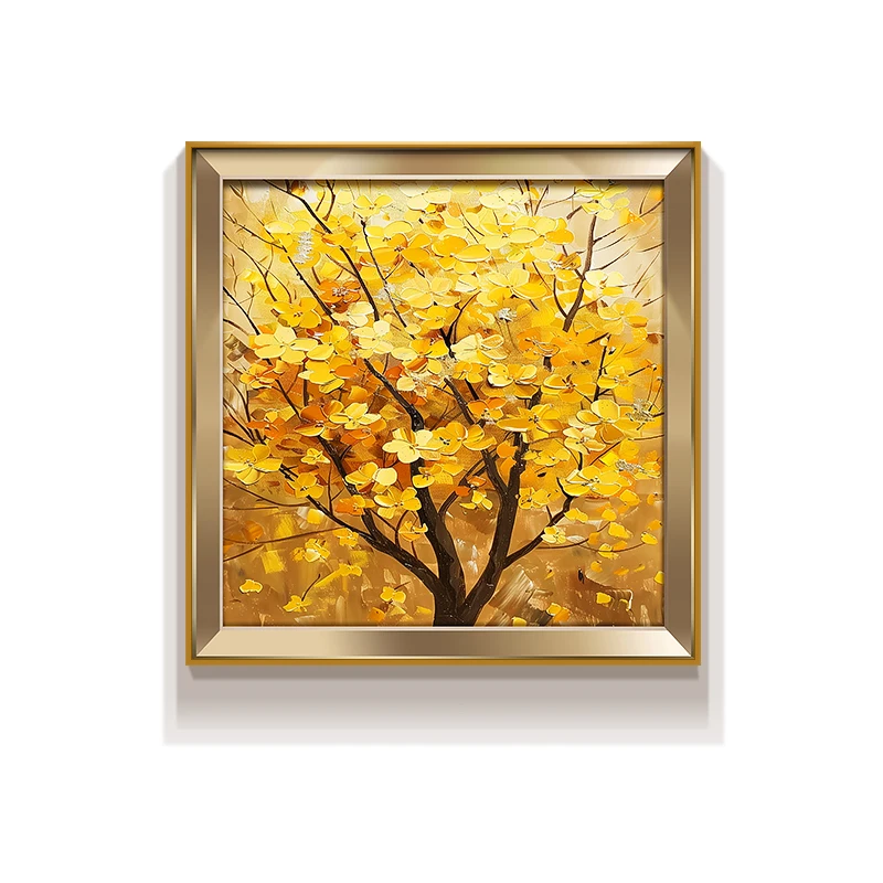 

Golden Fortune Tree Entrance Decorative Painting Light Luxury Toilet Toilet Corridor Hanging Painting Abstract Entry SquareMural