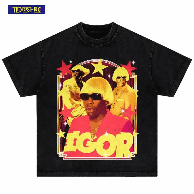 

Harajuku Oversized T-Shirt Hip Hop Portrait Graphic Printed Tshirt 2024 Loose Street Men's Cotton Short Sleeve Tops Streetwear