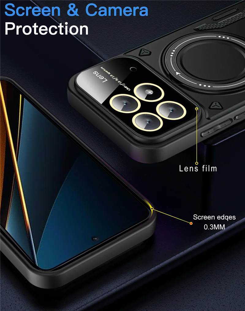 For Poco X6 Pro 5G Case Shockproof Armor Ring Case for Poko Little X6 X 6 Pro X6pro Pocox6pro Magsafe Wireless Charge Magnetic