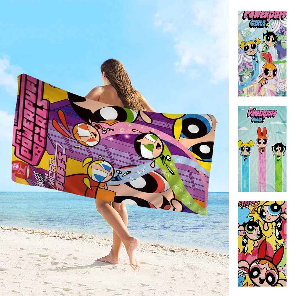 The-P-Powerpuffs Cartoon Girls Big Microfiber Beach Towels Quick Dry Towel Sand Beach Towels Pool Towel For Travel Swim Pool