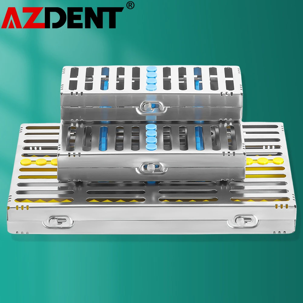 Azdent Dental Sterilization Rack Surgical Autoclavable Sterilization Box Dental Cassette File Burs Disinfection Tray Lab Tool