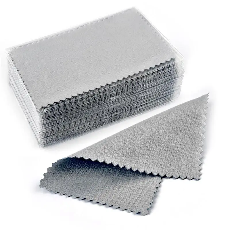 10*6.5cm/8*8cm 50pcs Silver Clean Polishing Cloth Soft Clean Wipe Wiping Cloth For Necklaces Rings Jewelry Clean Tool