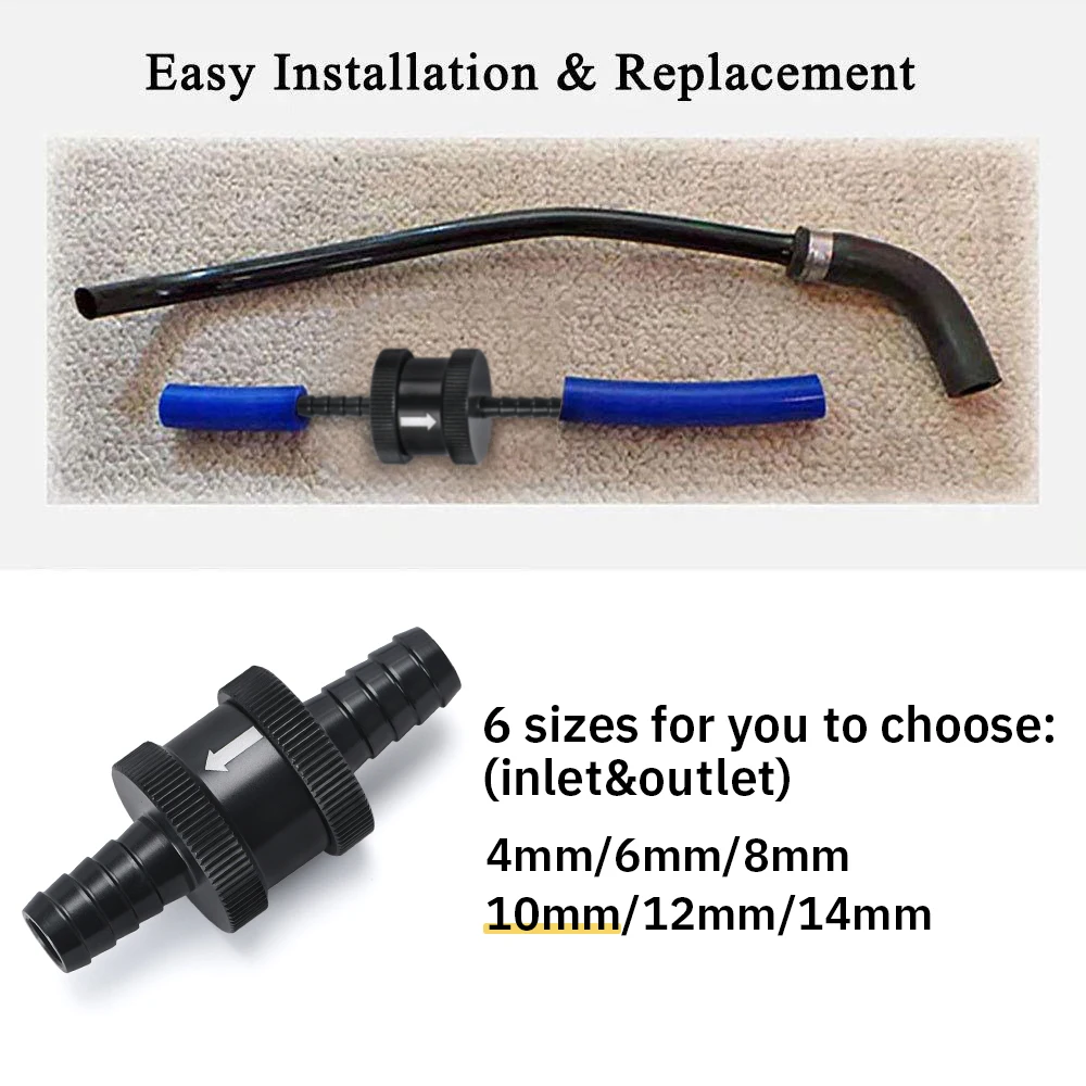 WLR - 3/8" 10mm Non Return One Way Fuel Check Valve Aluminum Alloy Petrol Diesel WLR-FCV10
