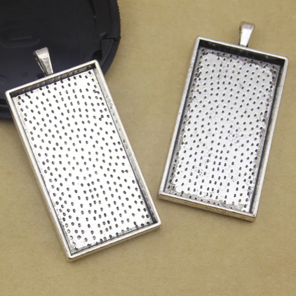 

10pcs Vintage Alloy Pendant Trays 50Mm Length 25Mm Width 4Mm Bore For Diy Jewelry Making Crafts Resin Pendants Silver