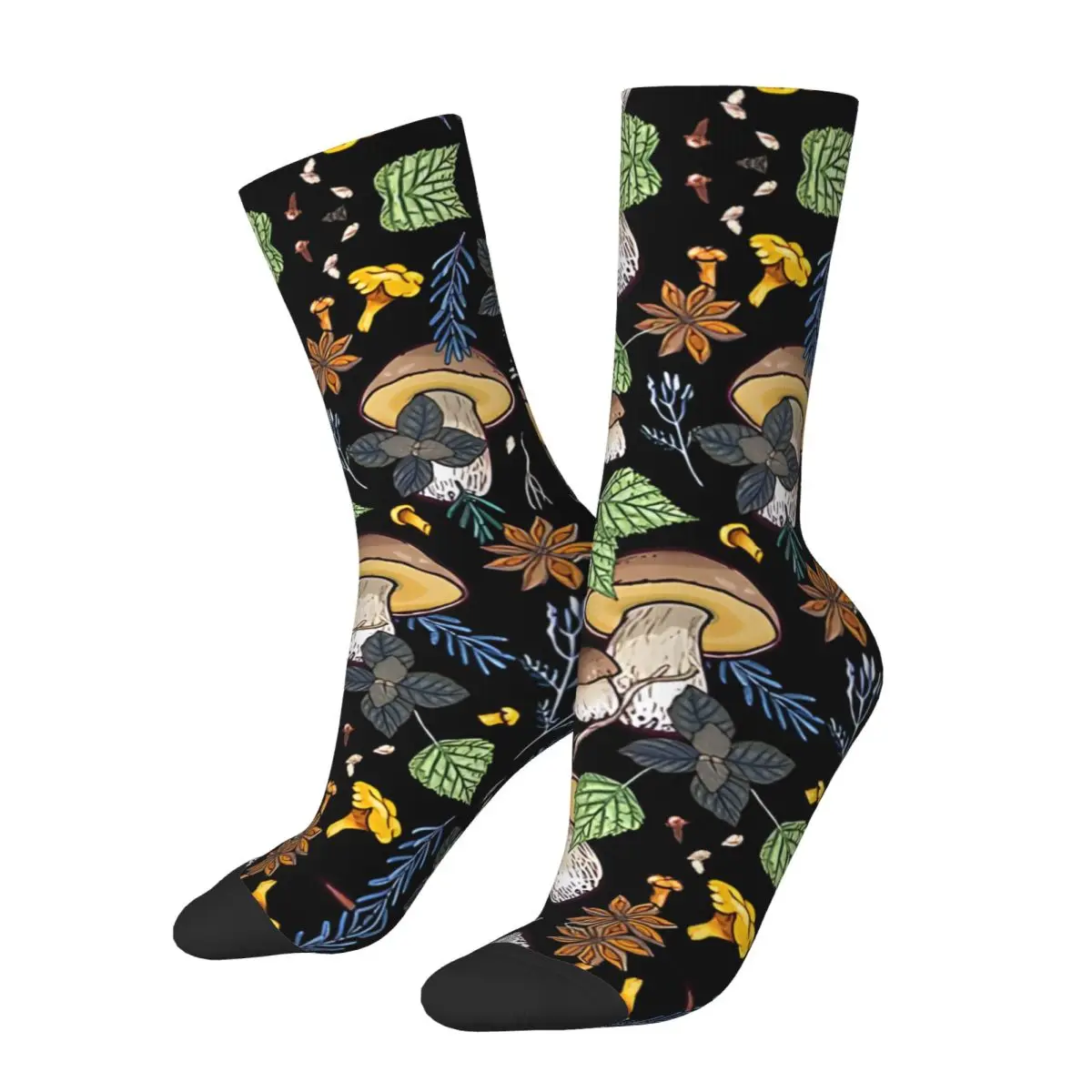 Funny Men's Socks Dark Boletus Forest Retro Harajuku Hip Hop Novelty Pattern Crew Crazy Sock Gift Printed