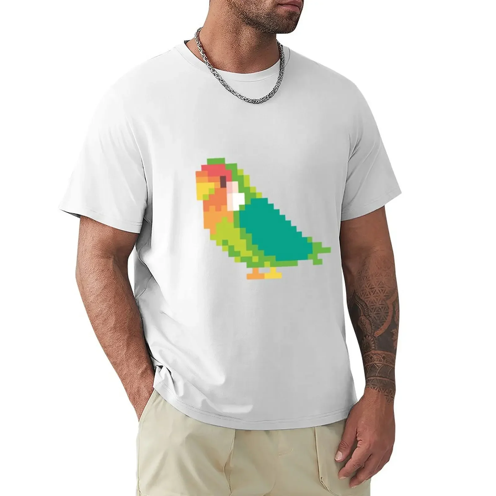 Футболка Lovebird Pixelart, футболки, блузка оверсайз, футболки для мужчин, высокое качество, 100% хлопок, короткий рукав