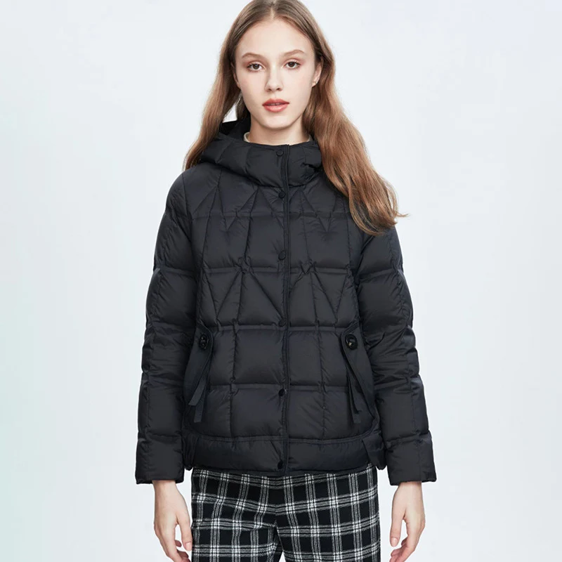 Schinteon Vrouwen Licht Wit Eend Donsjack Casual Losse Herfst Winter Dunne Bovenkleding Met Capuchon 2024 Hoogwaardige Kleding