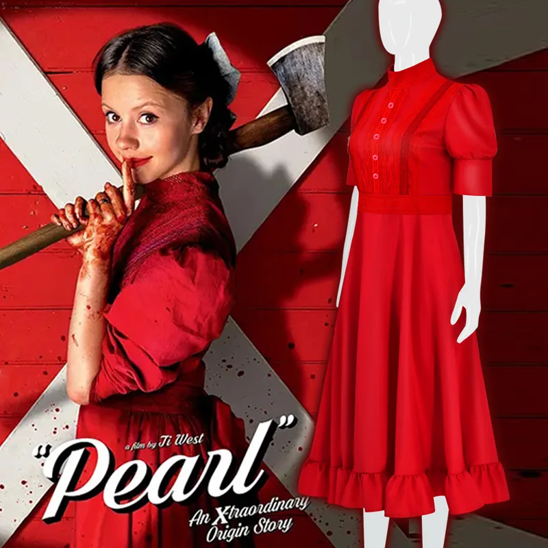 Pearl คอสเพลย์เครื่องแต่งกายภาพยนตร์สยองขวัญผู้หญิงชุดปาร์ตี้ฮาโลวีนเสื้อผ้าสําหรับสุภาพสตรีบทบาทเล่นแฟชั่นใหม่