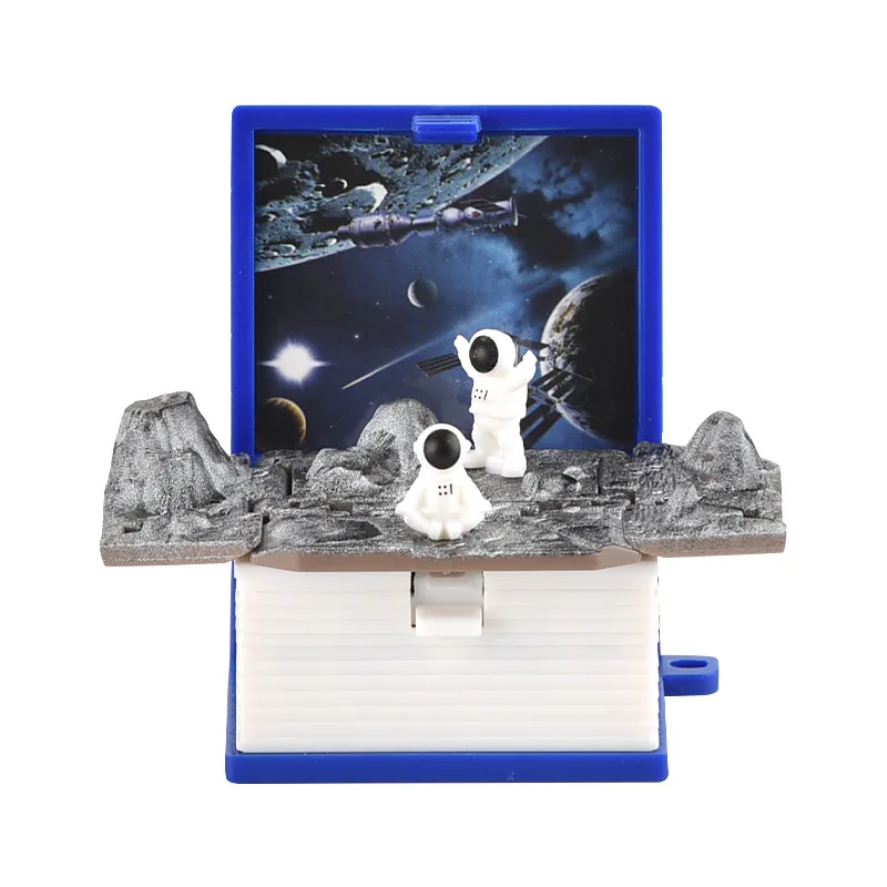 3D Foldable Book Mysterious Space World Astronaut Keychain Pop Up Box Surprise Toy Puzzle Unique Birthday Gift Jack-in-The-Box