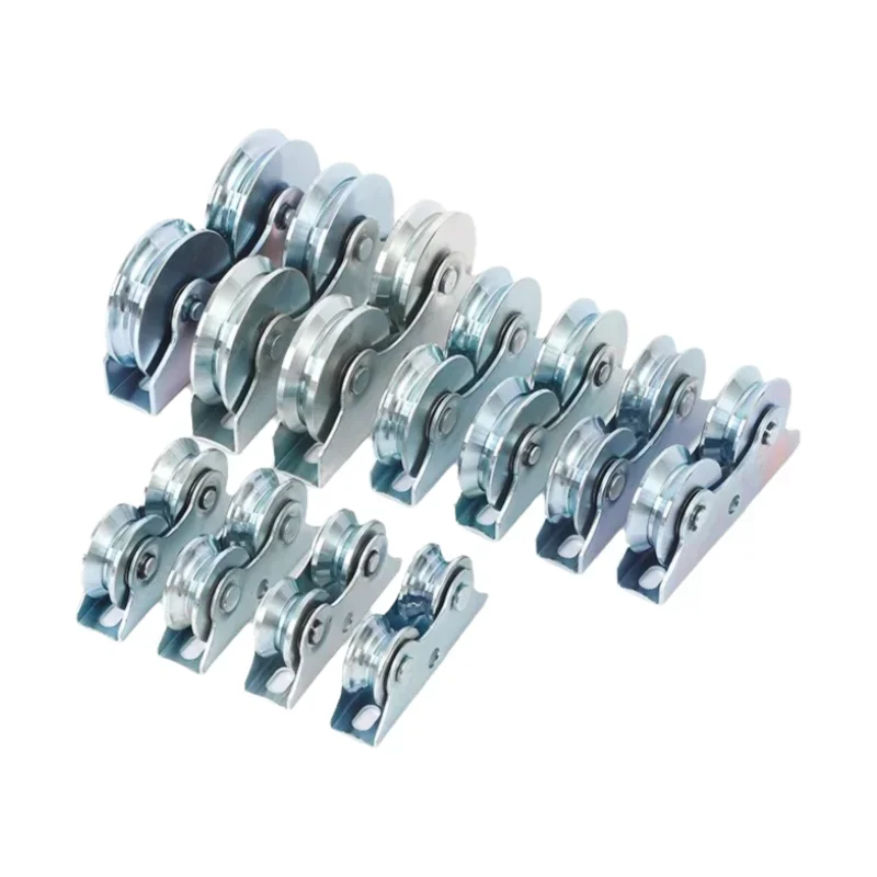Double Wheel Pulley Full Steel Bearing Track Thickened Load Sliding Door Automatic Door Heavy Galvanized V Type Pulley