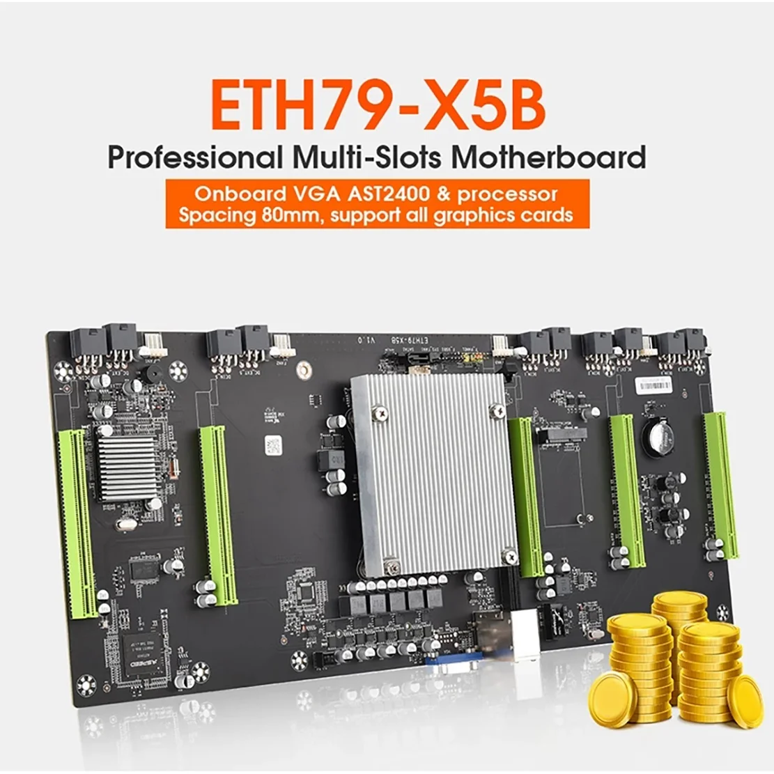 ETH79-X5B BTC 마이닝 마더보드(2620 CPU+8G DDR3 RAM+128G SSD 포함)