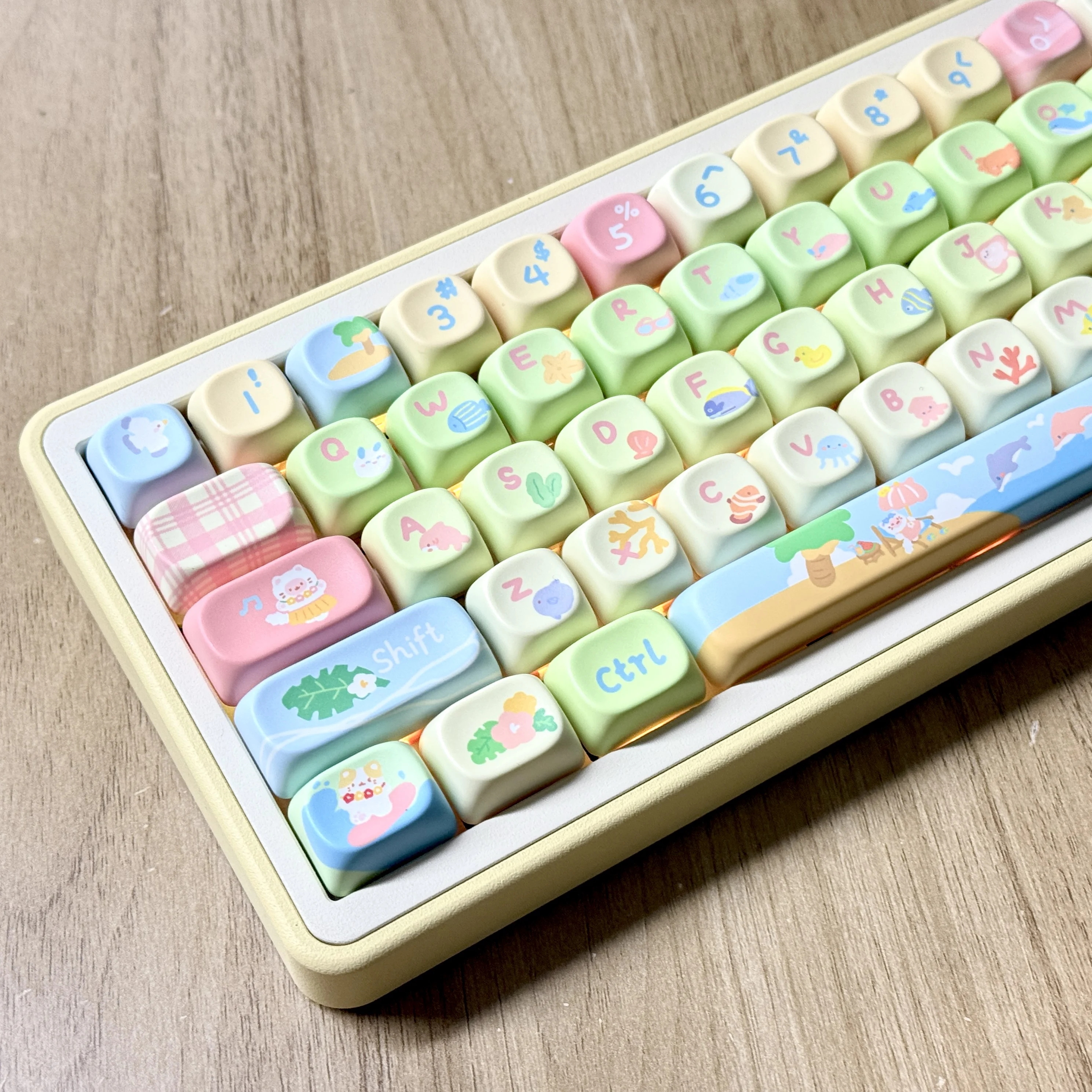 Resort Island Keycap MOA Profile 136 Keys Summer Cute Keycaps PBT Thermal Sublimation 2.25/2.75U Alice Layout Keyboard Keycaps