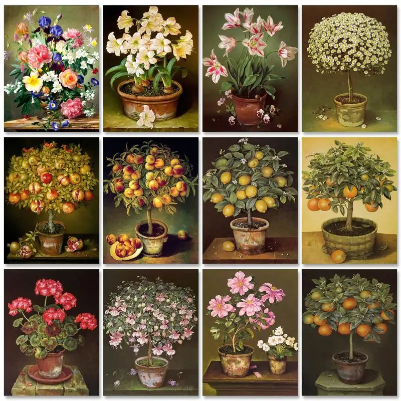 

GATYZTORY Классическая картина по номерам Цветы Раскраска по номерам для взрослых Картина на холсте Diy Ремесла Настенное искусство Пиктурная краска