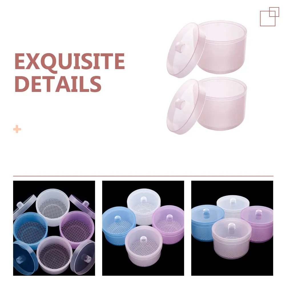 

2Pcs Nail Tool Disinfectant Jar High Temp Plastic Two Layer Tray Cup Manicure Sterilizer Box Salon Office