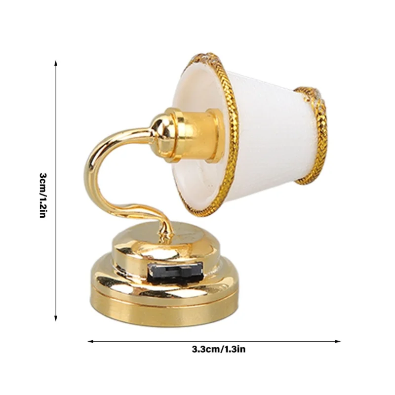 Lampu Dinding Miniatur Rumah Boneka Lampu Dinding Rumah Boneka LED Hangat Mini Logam Lampu Dinding untuk Dekorasi Rumah Boneka 1/12