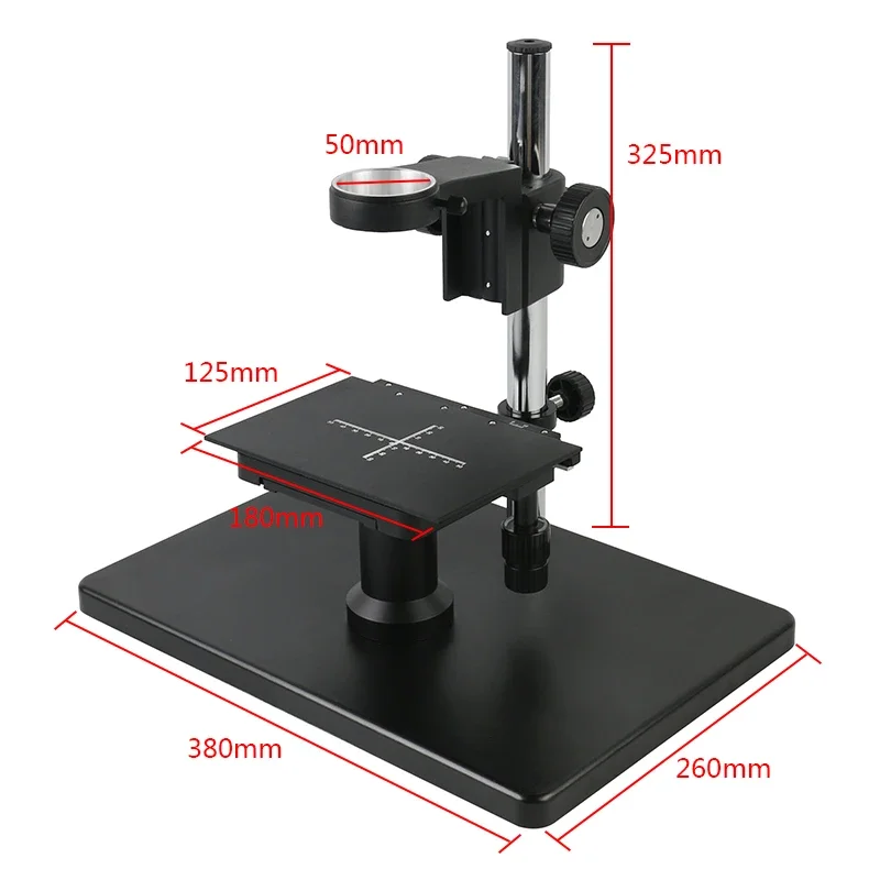 Lab Industrial C Mount Video Microscope Camera X Y Stage Adjustable Boom Large Stereo Arm Table Stand Holder 50mm Lens Diameter