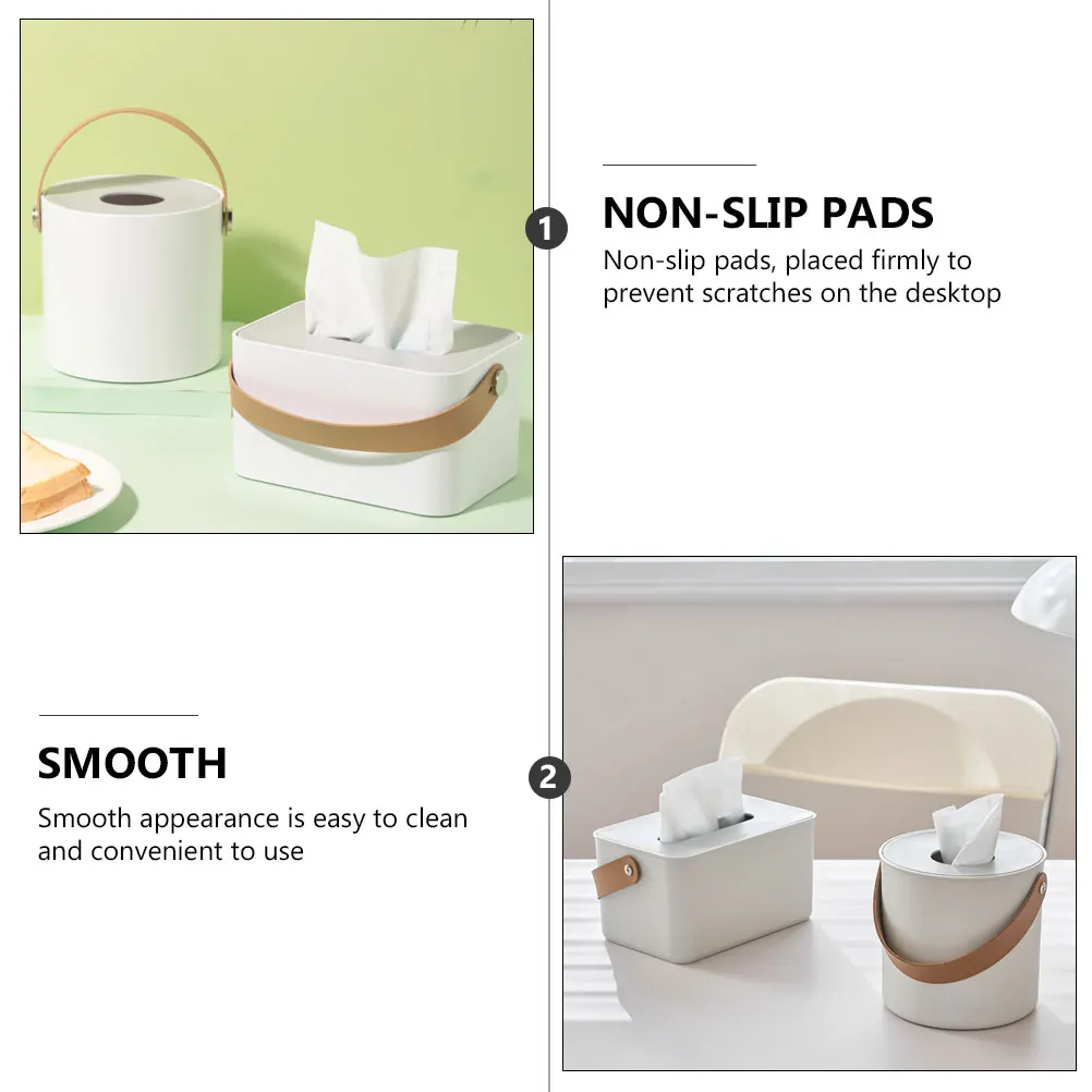 

1Pcs Tissue Box ABS Material Non Slip Pads Round Design for Bedroom Living Room Bathroom Multi Purpose Tissue Holder