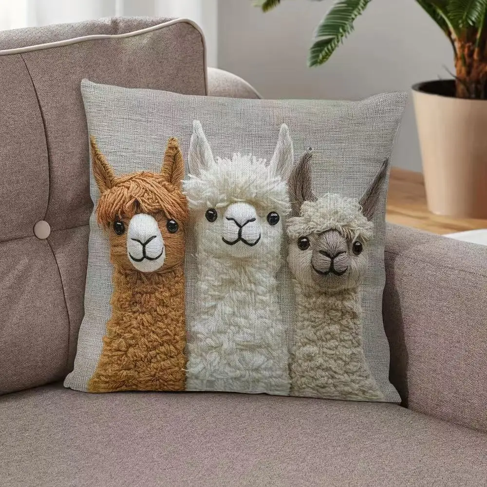 Kawaii Alpaca Friends Printing Pillow Cover Living Room Sofa Decorations Cute Kids Adult Bedroom Cushion Cover Pillowcase INS