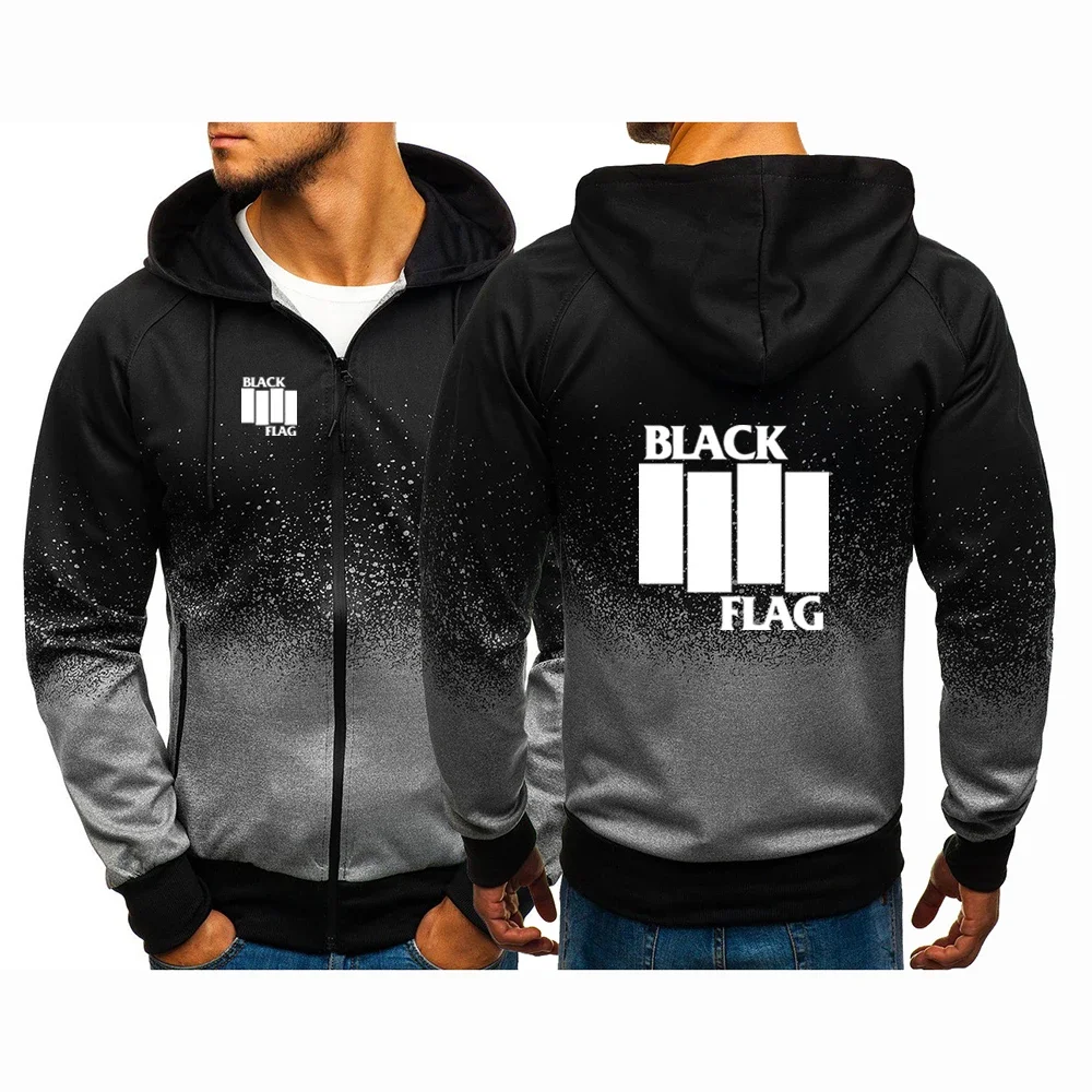 

Black Flag 2024 Men Punk Rock Band Long Sleeves Fashion Sports Hoodies Zipper Jackets Sweatshirts Gradient Coats Pullover Tops