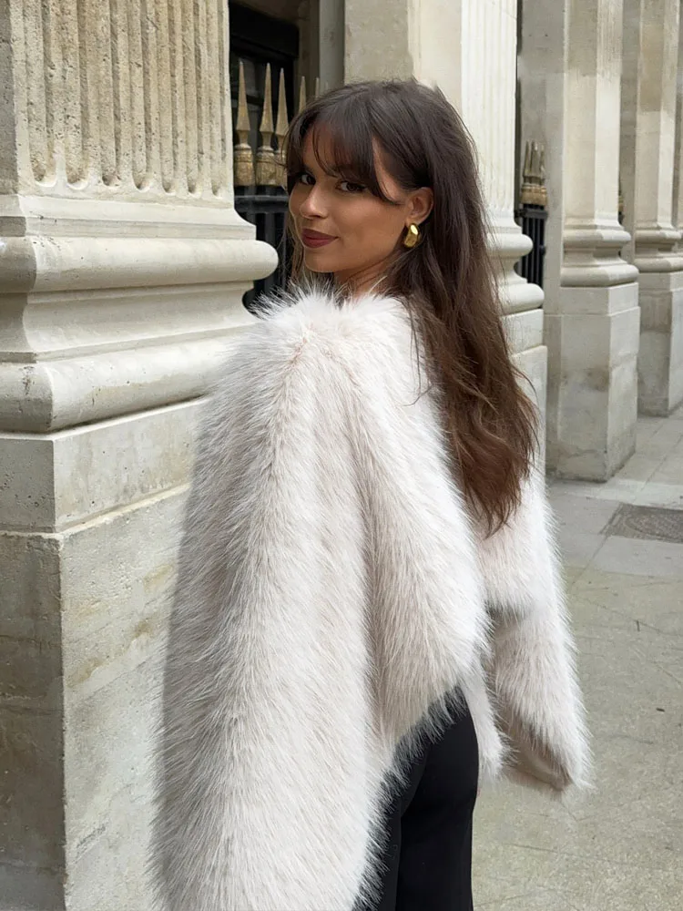 HH Mulheres Moda Inverno O-pescoço Manga Longa Casual Solto Top Feminino Quente Pulôver de Pele Sintética Moletons Streetwear 2 Cores