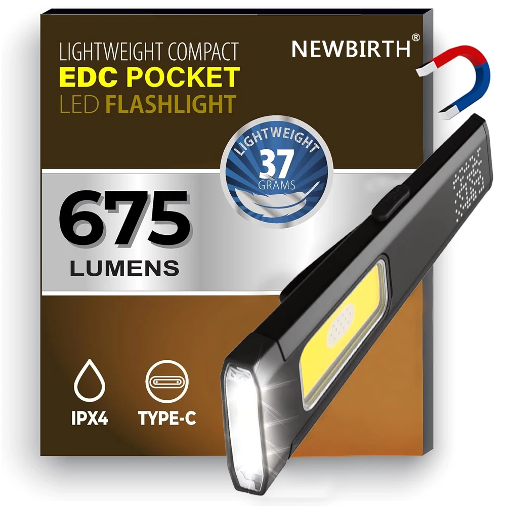 LED COB Keychain Flashlight USB-C Rechargeable 650LM Portable EDC Torch Light Pocket Lantern Flood Emergency Magnetic Work Light