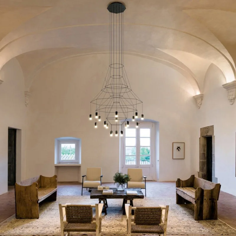 Italy Designer Acrylic Luxury LED Pendant Lamp Living Room Restaurant Bedroom Staircase Simple Line Chandelier Home Decor Light