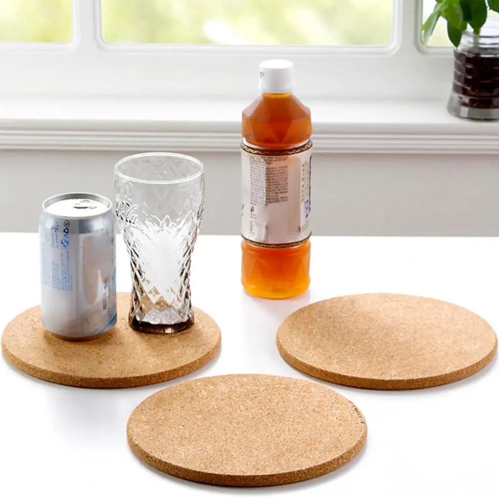 2Pcs Round Cork Mat，Cork Pan Holder，Heat Resistant，Thick Cork Coasters，for Hot Dishes Versatile Round Cork Placemats